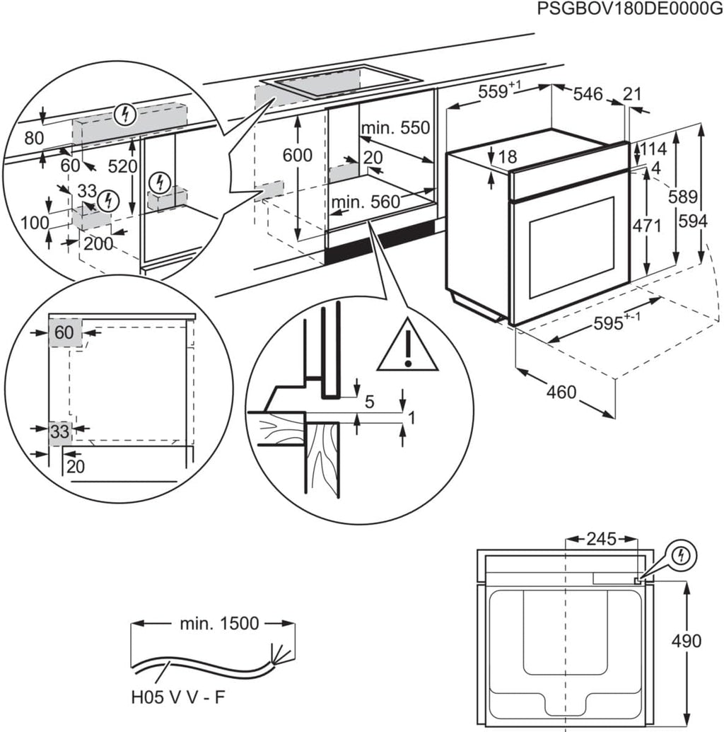 Horno empotrable AEG – Serie 5 Aire caliente circular: resultados de cocción uniformes en 3 niveles – Autolimpieza por pirólisis – 25 programas automáticos – Pantalla táctil LED – Calentamiento rápido – Negro – BPE53516AB