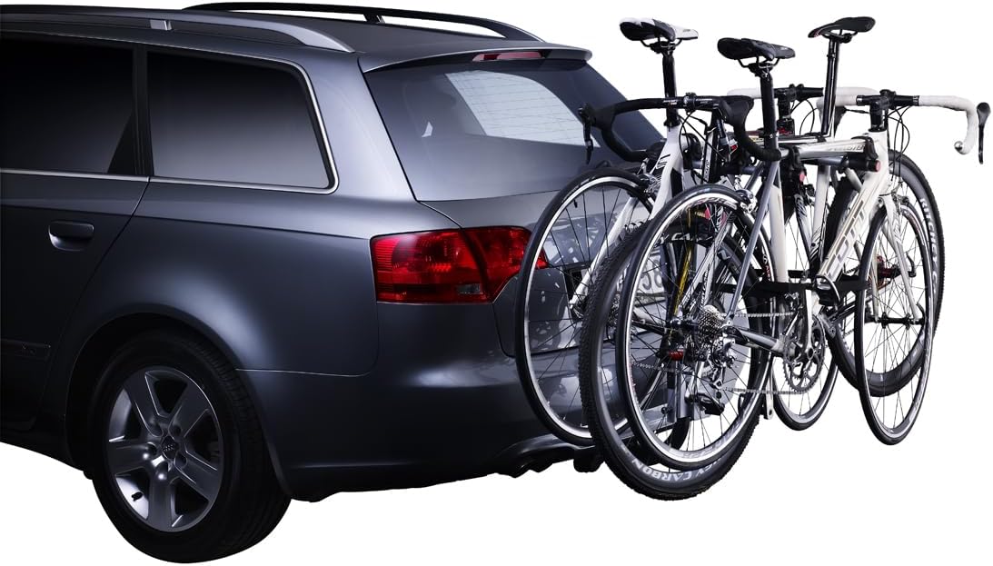 Thule HangOn 3 Tilt, portabicicletas básico de bola de remolque, inclinable y fácil de usar (para 3 bicicletas) TH9720 Gris