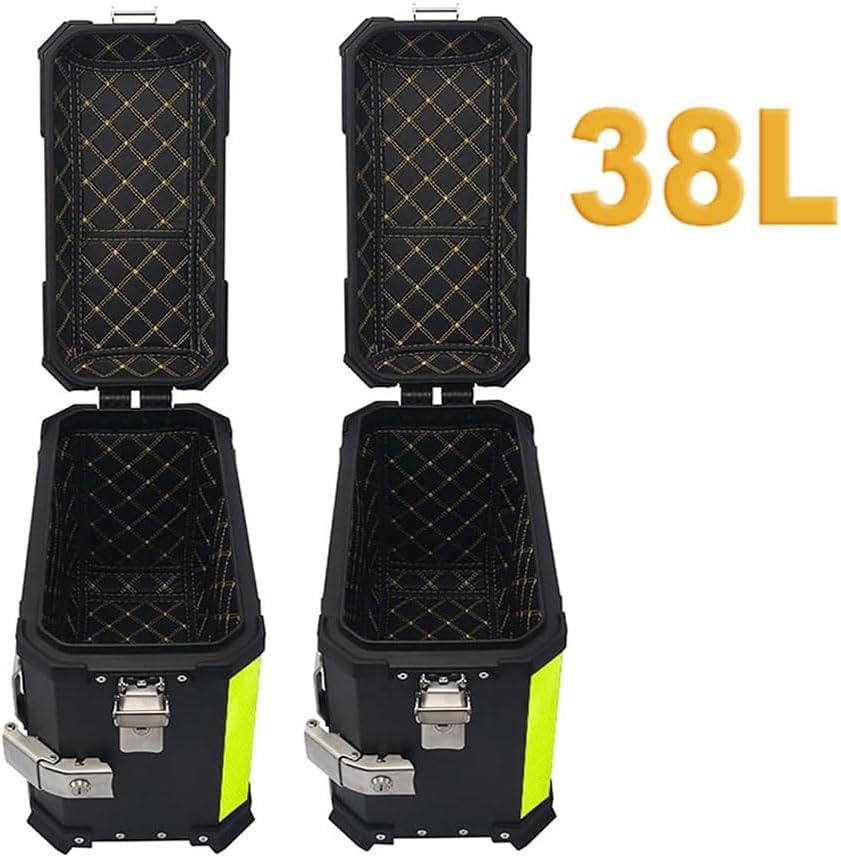 AZIZAT Maleta lateral universal para motocicleta de 38 L, alforja para moto de turismo, alforjas rígidas de aluminio, baúl trasero, caja universal, B, plata