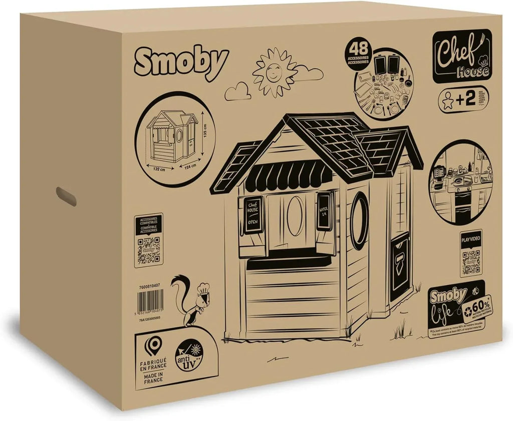 Smoby Life Garden House - Casa de Jardín Infantil - Incluye Jardinera, Comedero para Pájaros, Herramientas y Accesorios - Protección UV - Material Reciclado - más de 2 años (7600810408)