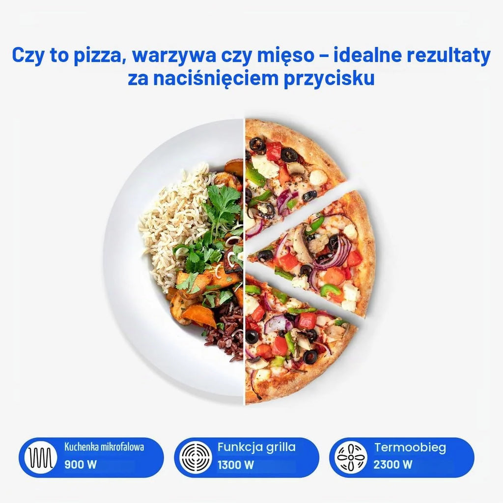 Kuchenka mikrofalowa do zabudowy Bomann® 3w1, Grill + Gorące powietrze, przestrzeń do gotowania 25 l, 8 programów automatycznych, Grill + talerz obrotowy (średnica 27 cm), 900 W