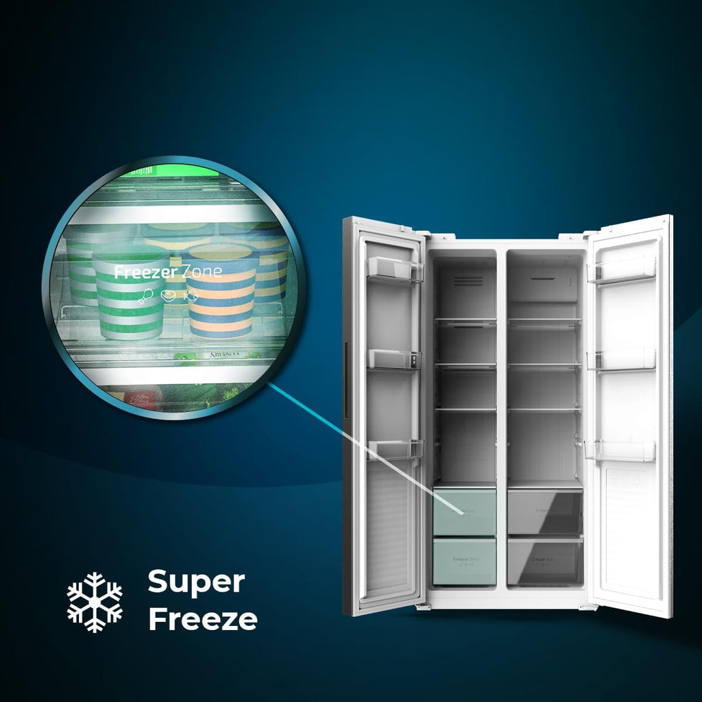 Frigorífico americano de 2 puertas Cecotec Bolero CoolMarket SBS 430 Dark E. Side by Side de 430 L, 176 cm de altura y 84 cm de ancho, sistema Multi Air Flow, Total No Frost, motor Inverter Plus