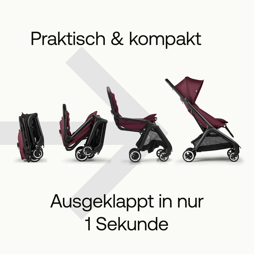 Cochecito de viaje ultracompacto Bugaboo Butterfly, pequeño y ligero, plegable con una sola mano y fácil de maniobrar, cochecito urbano ergonómico para bebés a partir de 6 meses, con mucho espacio de almacenamiento, Stormy Blue