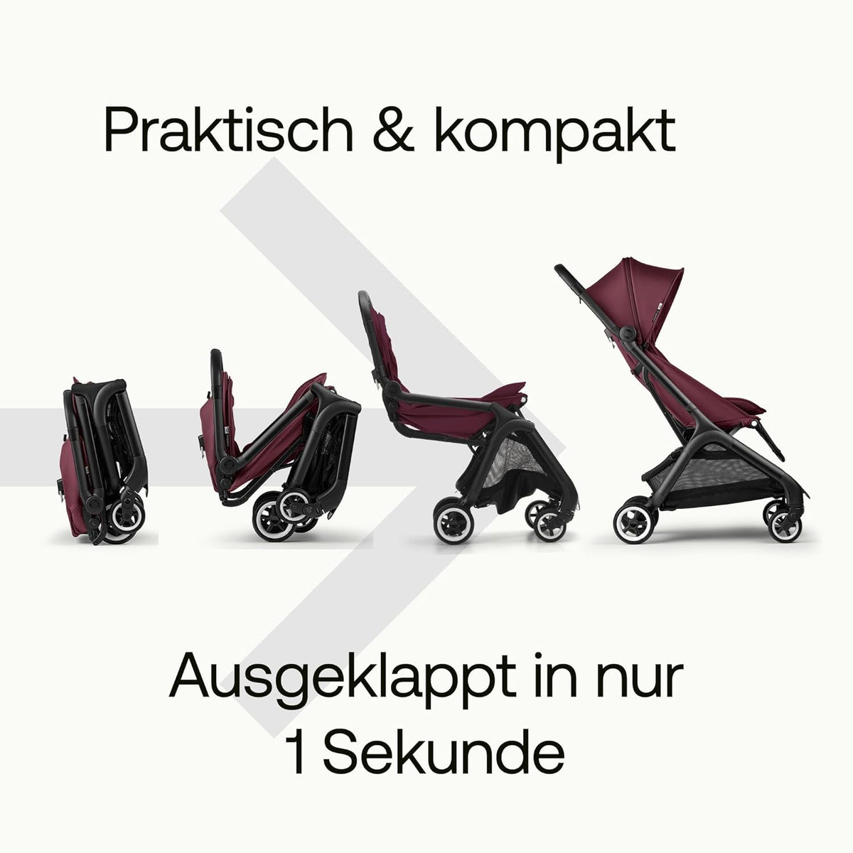 Cochecito de viaje ultracompacto Bugaboo Butterfly, pequeño y ligero, plegable con una sola mano y fácil de maniobrar, cochecito urbano ergonómico para bebés a partir de 6 meses, con mucho espacio de almacenamiento, Stormy Blue
