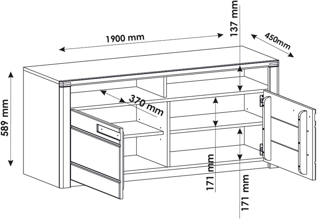 Mueble para TV möbelando >Nature One<, mueble bajo para TV en haya maciza (parcialmente), certificado FSC - Mueble de TV moderno con mucho espacio de almacenamiento para su salón - 131 x 58 x 45 cm (ancho/alto/fondo)