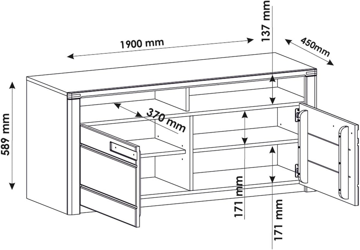 Mueble para TV möbelando >Nature One<, mueble bajo para TV en haya maciza (parcialmente), certificado FSC - Mueble de TV moderno con mucho espacio de almacenamiento para su salón - 131 x 58 x 45 cm (ancho/alto/fondo)