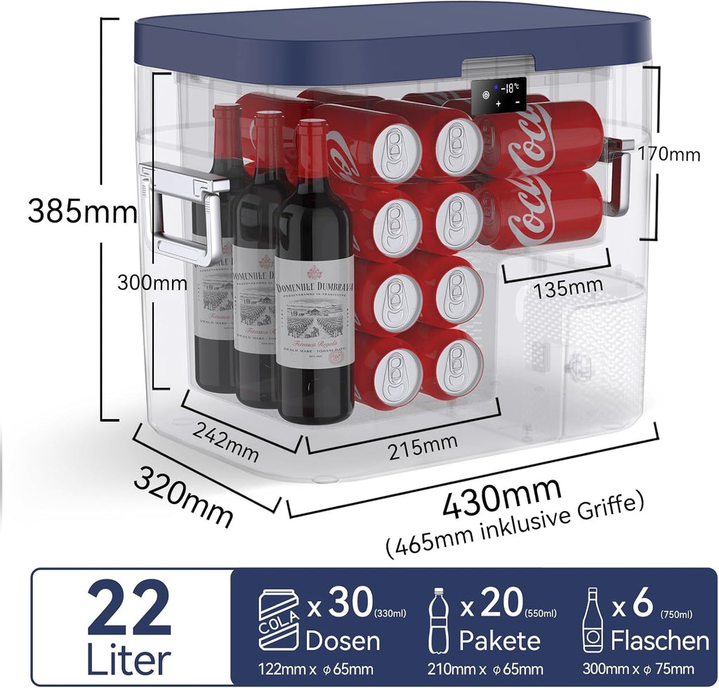 Nevera de compresor BINGI de 22L, mini refrigerador eléctrico portátil, congelador eléctrico de 12/24V CC, congelador portátil para coche, camión, picnic, camping y uso doméstico