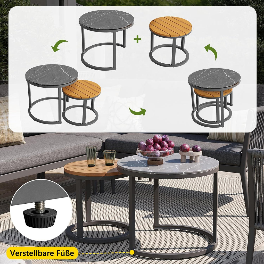 Conjunto de jardín Merax para 5-6 personas, set de muebles de jardín de ratán PE, grupo de asientos para balcón, sofá modular para exterior con mesa y set de cojines, grupo de asientos resistente a la intemperie para terraza, balcón y jardín, gris