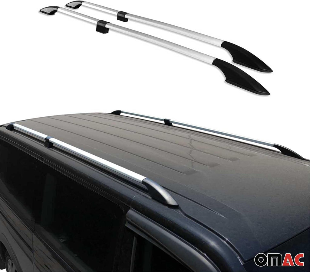 Barras de techo longitudinales para Mercedes Vito W639 W447 2003 a 2023 Distancia entre ejes media L2, rieles de techo longitudinales para coche, gris, capacidad de carga 75 kg