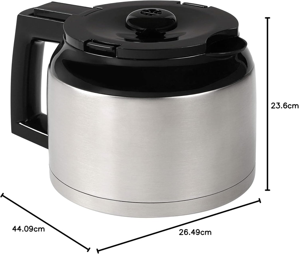 Melitta AromaFresh - Cafetera de filtro - con jarra de cristal - molinillo integrado - función de temporizador - 10 tazas - Negro puro