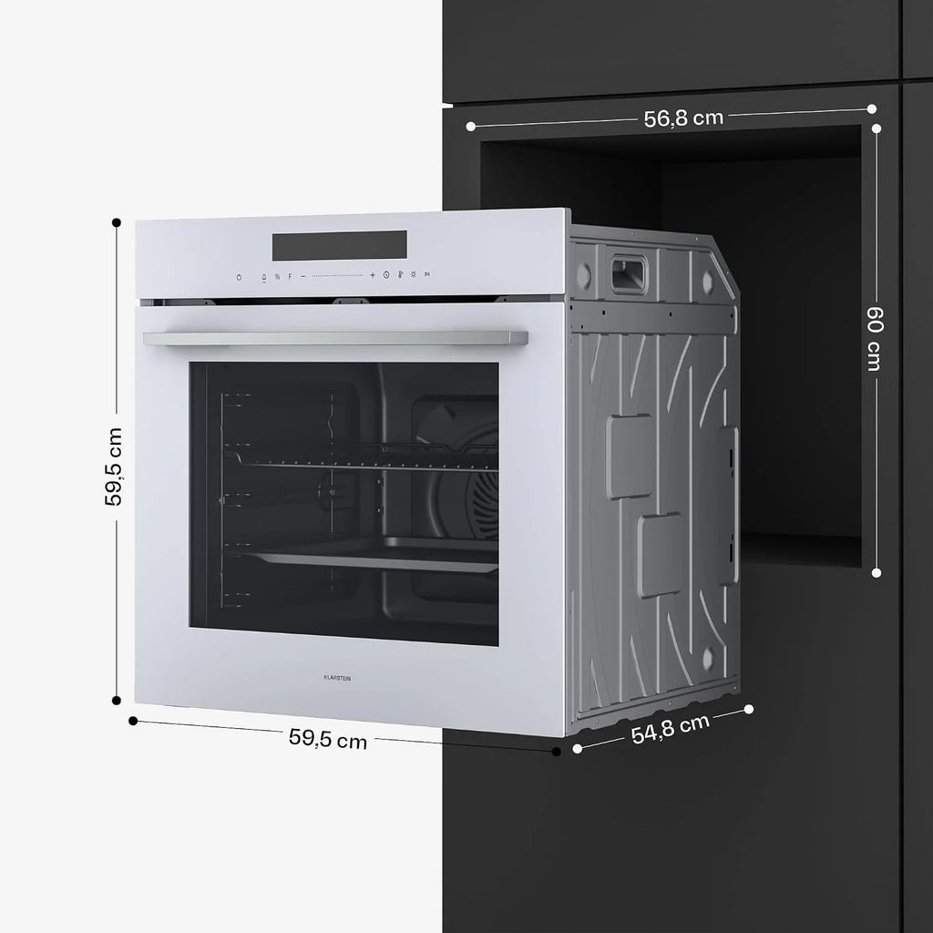Klarstein Velaire piekarnik do zabudowy 60 cm – 74 l, 13 funkcji, efektywność energetyczna A+, obsługa dotykowa, timer, piekarnik, urządzenie do zabudowy, łatwy do czyszczenia, biały