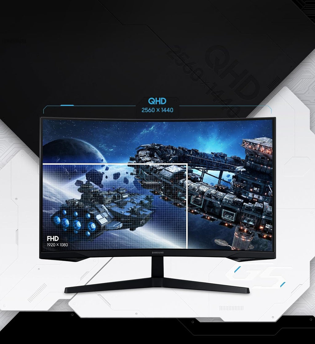 Monitor Samsung Odyssey G55C 27'', 165Hz, 1ms, Panel VA curvo 1000R, QHD: 2560x1440, 2500:1, HDR10, AMD FreeSync, Auto Source Switch+, soporte ajustable, DisplayPort, HDMI