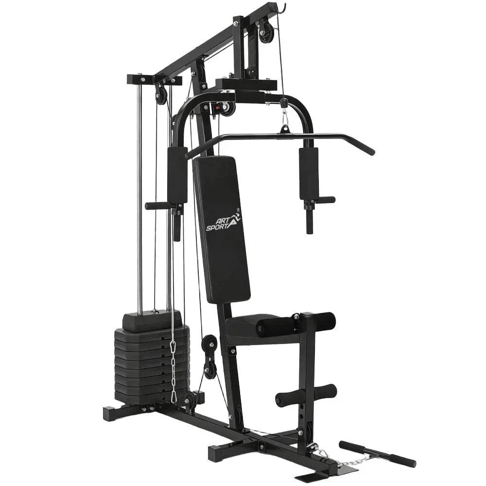 Estación de entrenamiento ProfiGym 2000 modelo 24808 con pesas de 40 kg, polea al pecho, mariposa, polea de cable y extensión de piernas, negro