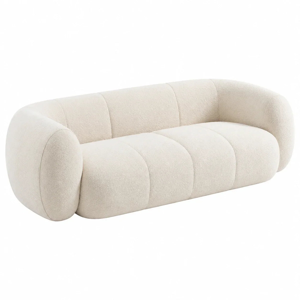 Sofá de 3 plazas de tela bouclé color crema