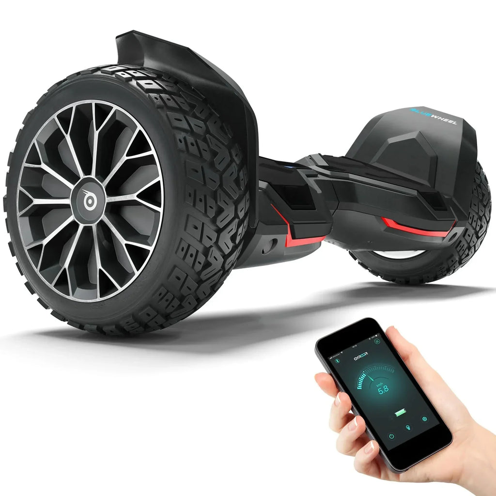 Hoverboard todoterreno HX510 de 8,5 pulgadas con motor dual de 700 W, Bluetooth, control por aplicación, luces LED y capacidad de carga de 120 kg