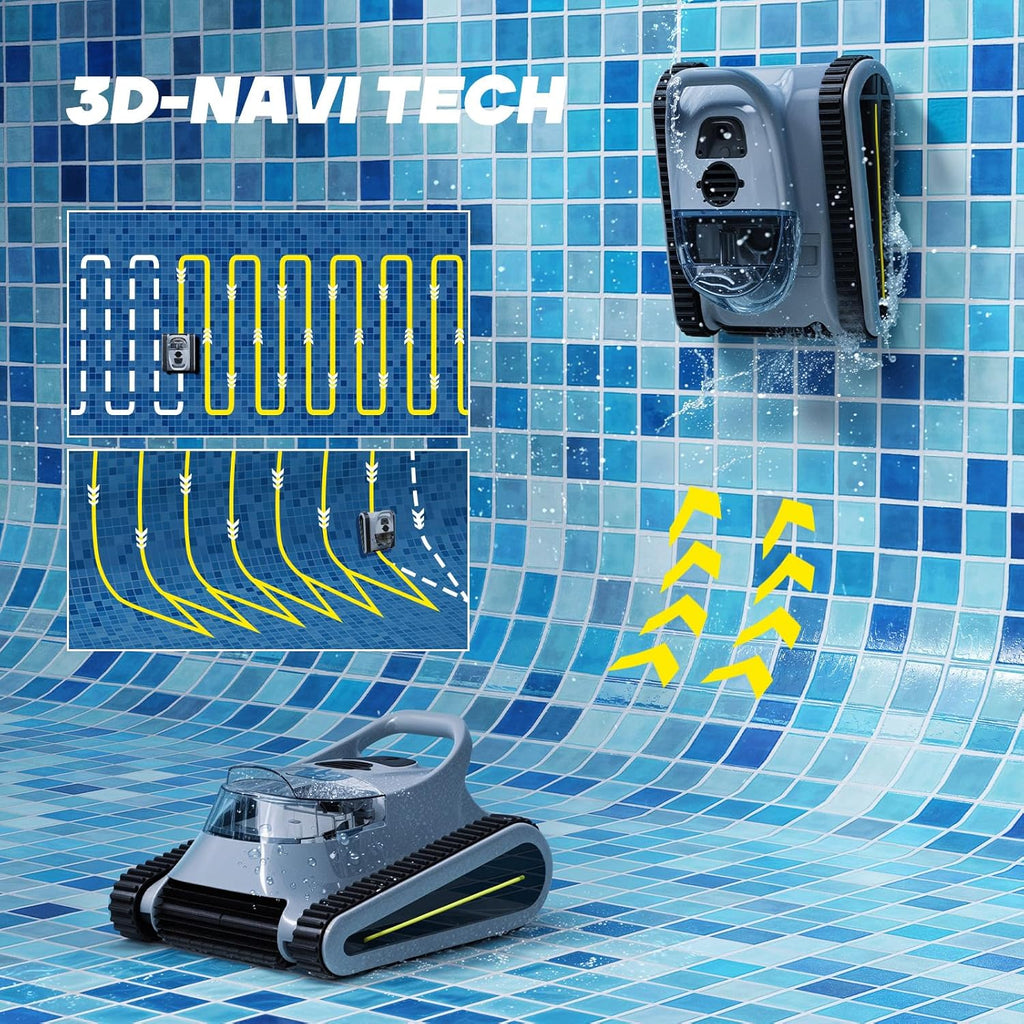 Robot limpiador de piscinas inalámbrico Crab, para escalada de paredes, limpiafondos automático, apto para paredes y suelos de piscinas de hasta 150 m².