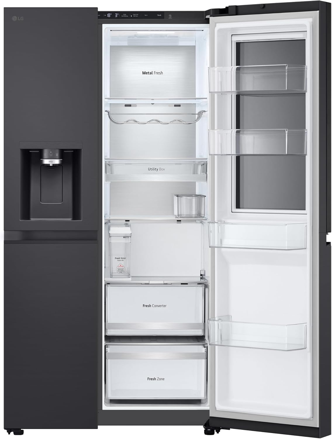 Frigorífico Side by Side LG GSGV81PYLL, Clase E, 635 L, Instaview, frigorífico con congelador, dispensador de hielo, hielo picado y agua, Total NoFrost, compresor Smart Inverter, Wi-Fi