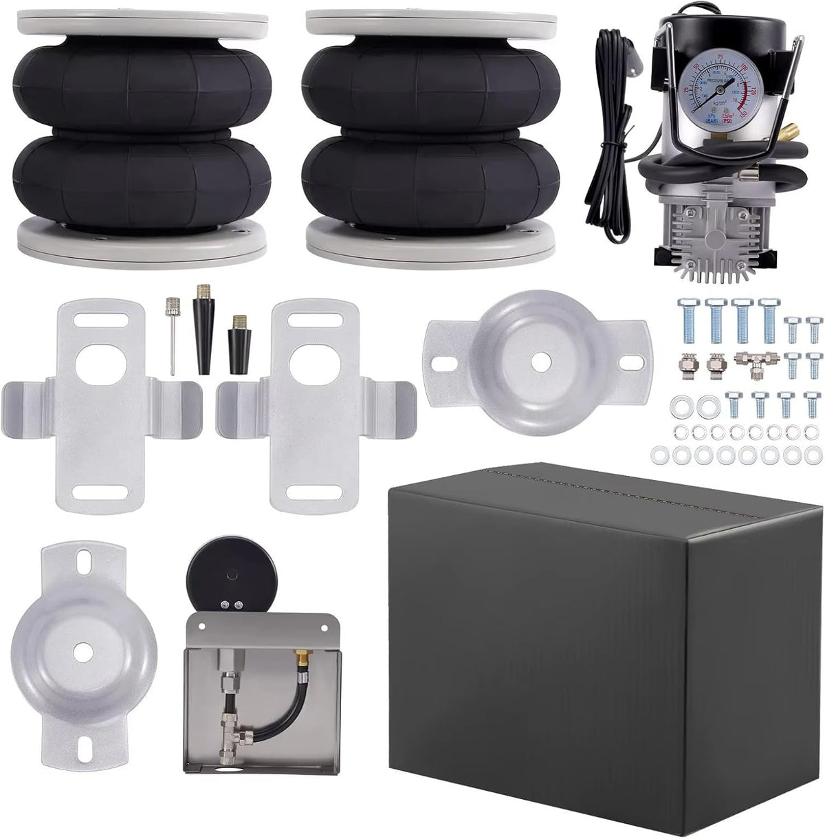 CAKYSE Compatible con Fiat para Ducato 1994-2024 Kit de Suspensión Neumática con Compresor 4000kg Kit de Asistencia para Cojín de Suspensión Neumática Amortiguador Neumático