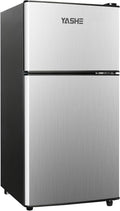 YASHE 86L Mini-refrigerador con congelador, nevera de doble puerta con congelador superior, frigorífico combinado, refrigerador con congelador para habitación, oficina, cocina y dormitorio, negro