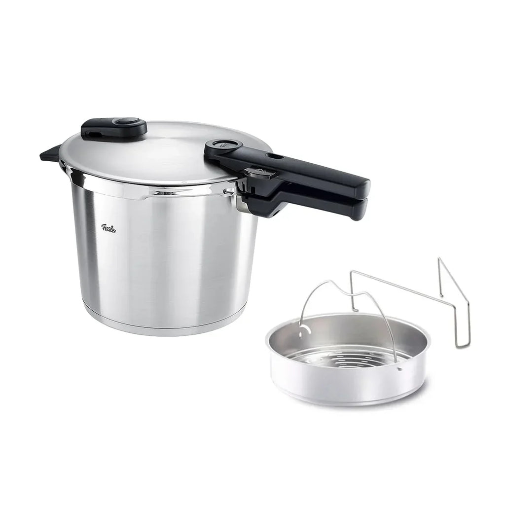 Olla a presión Vitaquick Premium 6 L de acero inoxidable, 22 cm, con cestillo perforado, 2 niveles de cocción, apta para inducción