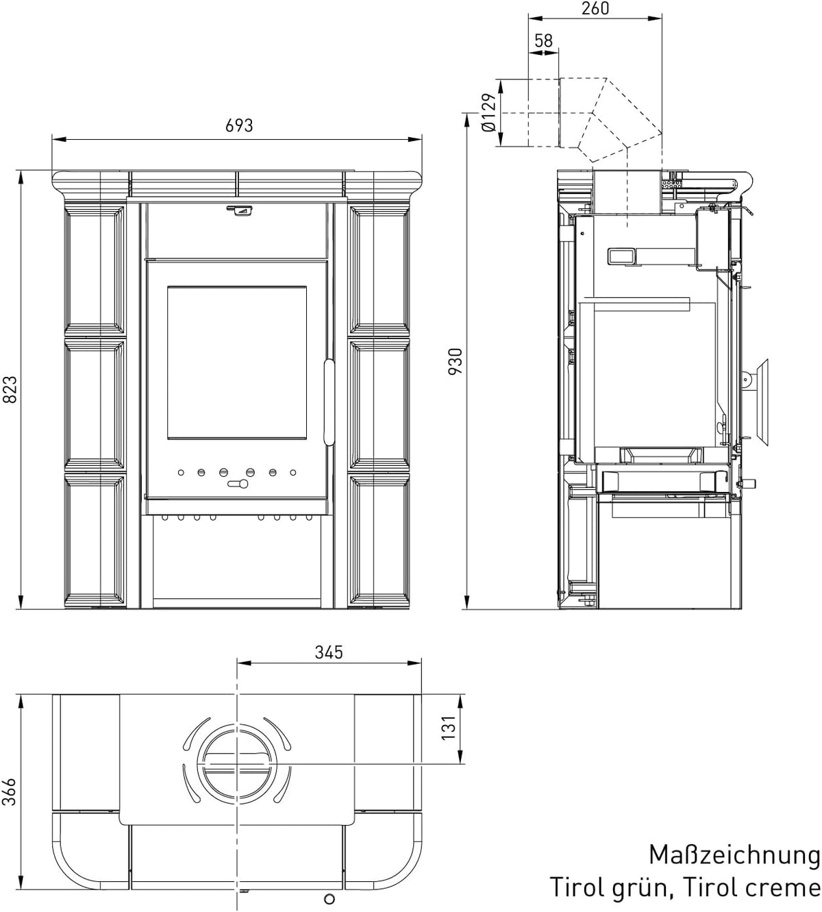 Haas+Sohn | Estufa de leña Tirol 343.15-C negro perlado/crema | 6 kW