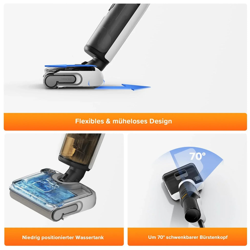 Aspiradora fregona inalámbrica roborock F25 LT, 60 min de autonomía, 20.000 Pa, inclinación de 180°, autolimpieza a 90 °C durante 5 min, inalámbrica