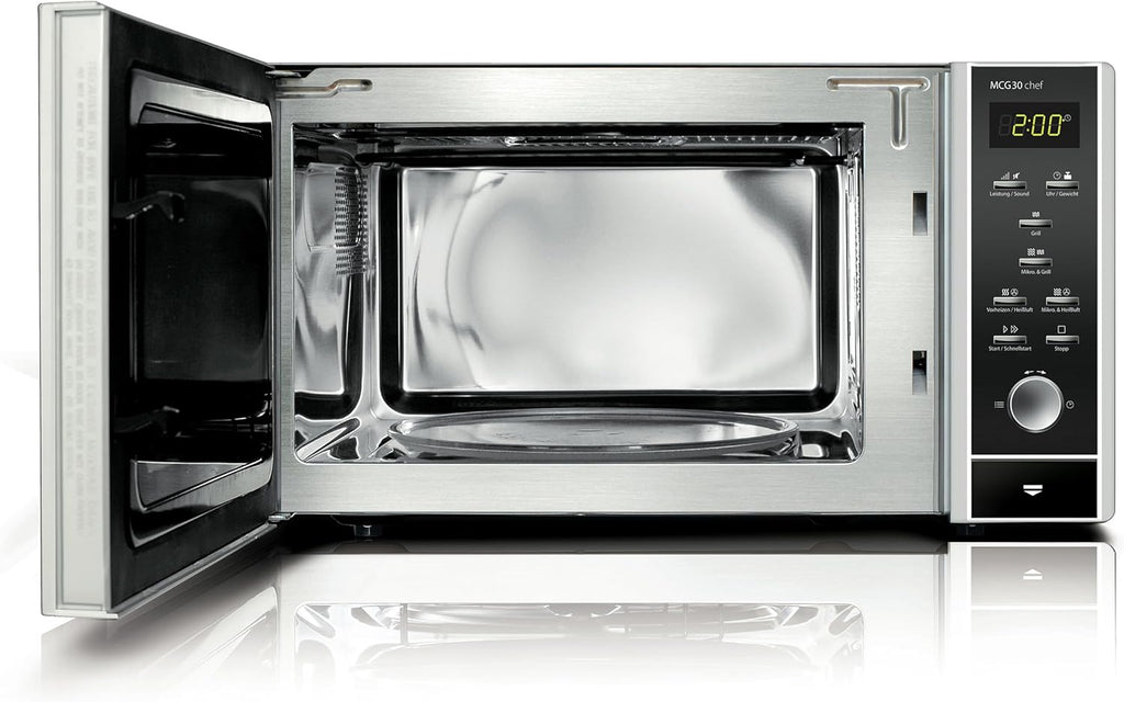 CASO MCG30 Ceramic Chef Ganador del test Haus & Garten, microondas 3 en 1 con grill + convección 2100W 30L, base de vidrio de borosilicato, función de horno hasta 200°C