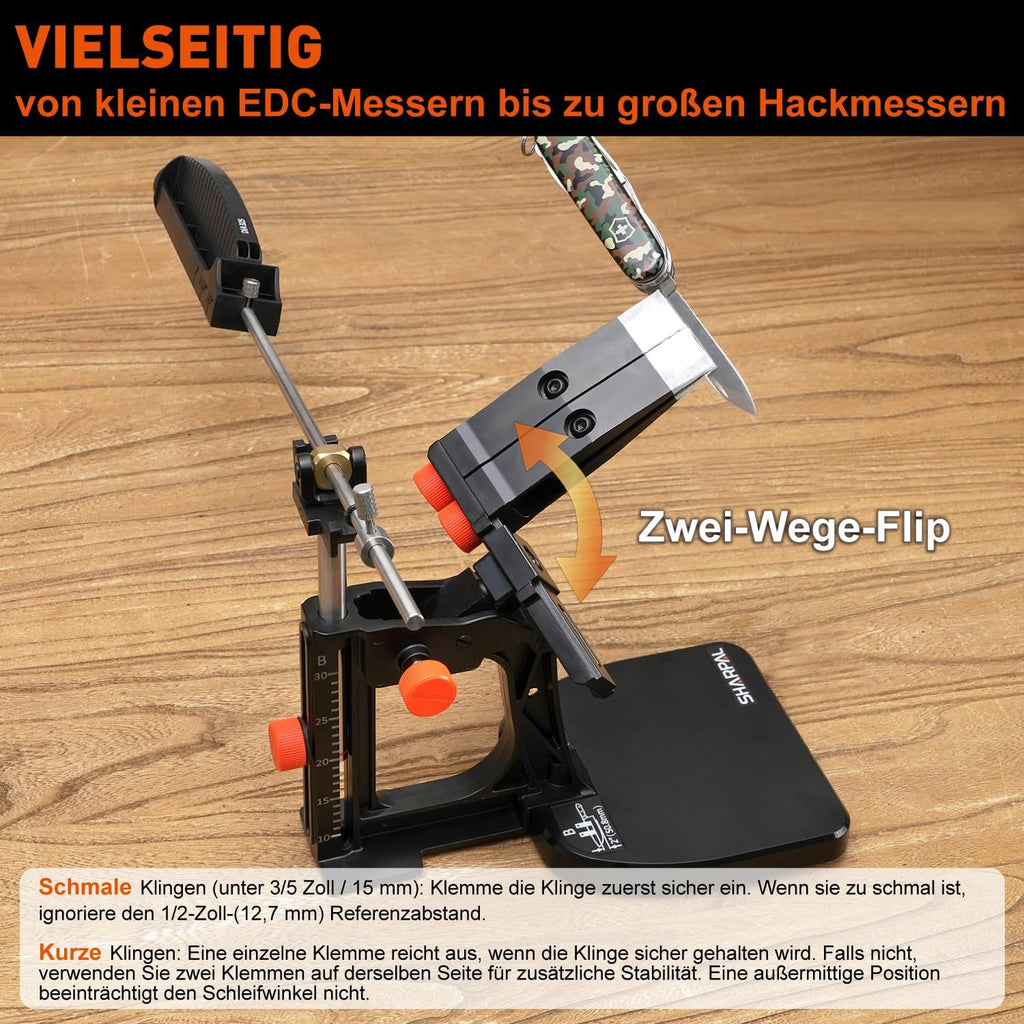 Afilador de cuchillos 202H con ángulo ajustable de 10–35°, set de afilado de 7 piezas con piedras de diamante y de agua