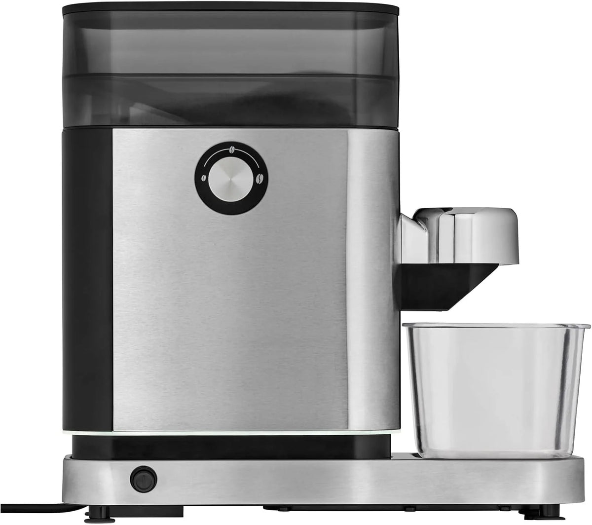 WMF Lumero elektryczny młynek do espresso 150 W, przyciski dotykowe LED, 40 stopni mielenia, pojemnik na kawę, stal nierdzewna Cromargan matowa