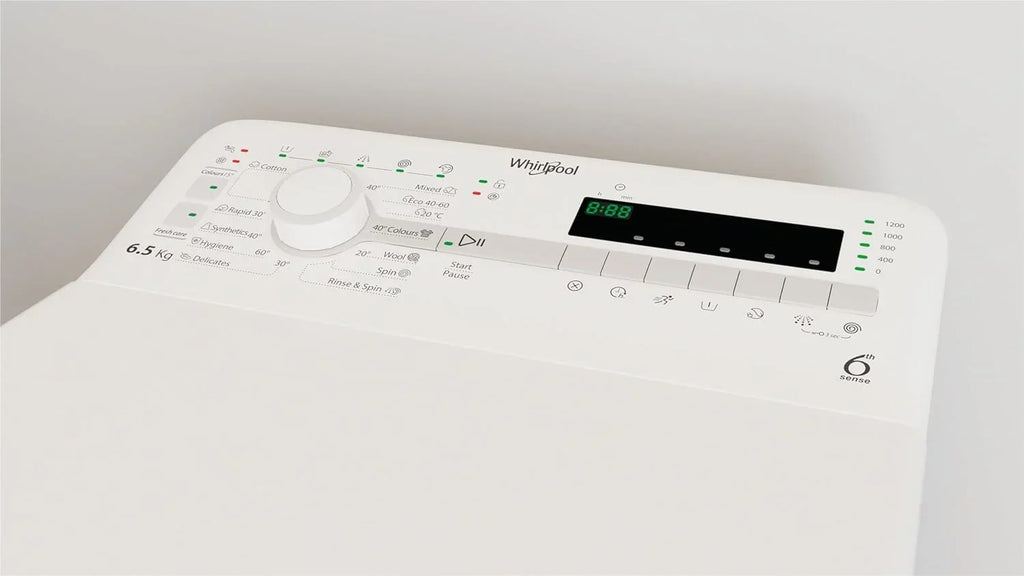 Whirlpool - Lavadora de carga superior 6,5 kg TDLR 65230SS EU/N blanco, 1200 rpm, tecnología 6th sense y freshcare, motor universal, eficiencia NEL D
