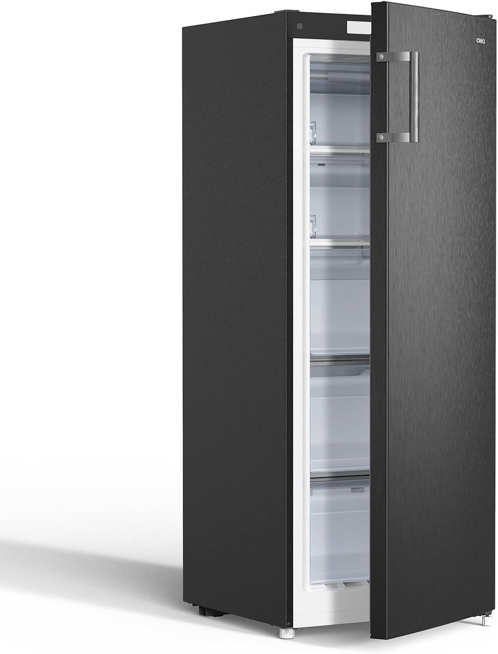 Congelador CHiQ FSD166NE4E 166 L, tecnología No Frost, puerta reversible, acero inoxidable negro, 144 cm de altura