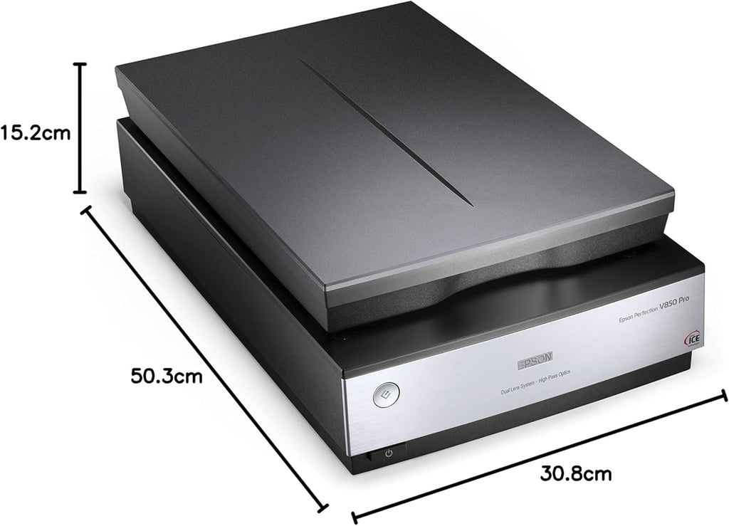 Epson Perfection V850, escáner fotográfico profesional, escáner para digitalizar fotos, documentos, diapositivas y negativos, escáner de cama plana de alta resolución, negro/plata