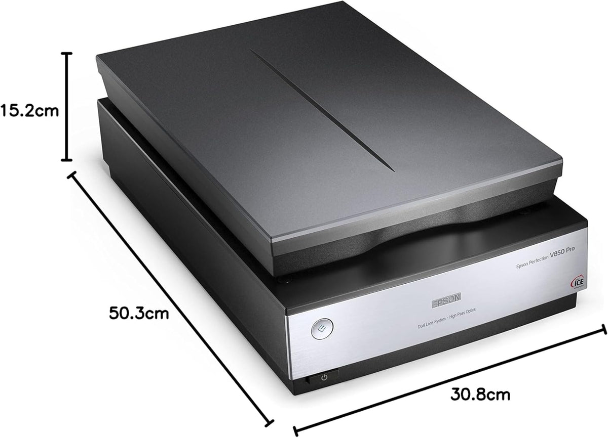 Epson Perfection V850, escáner fotográfico profesional, escáner para digitalizar fotos, documentos, diapositivas y negativos, escáner de cama plana de alta resolución, negro/plata