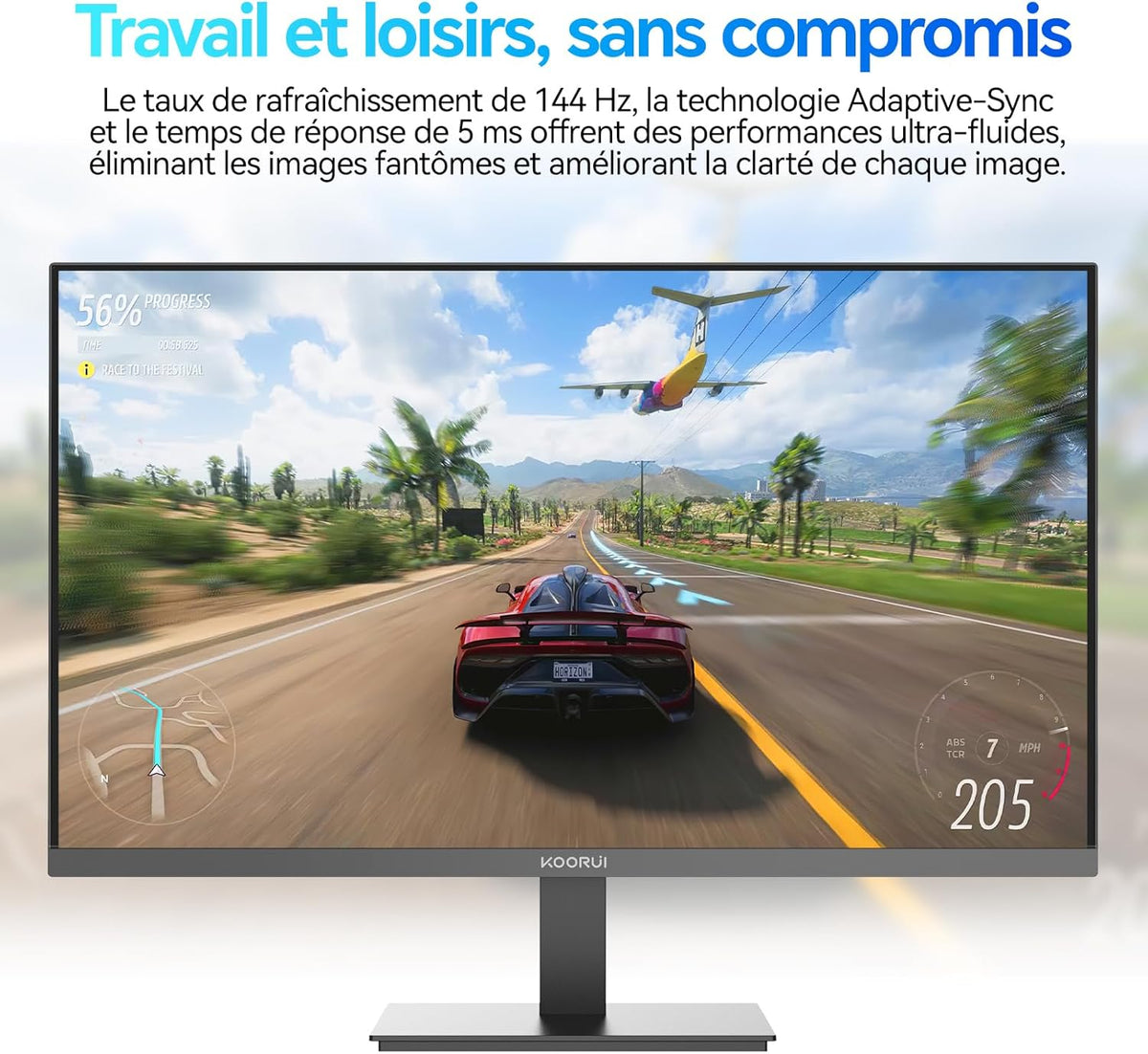 Monitor gaming KOORUI E2711K de 27 pulgadas, FHD 1920 x 1080 144Hz, IPS, Adaptive Sync, HDMI 1.4, cuidado ocular, inclinable de -5° a 15°, VESA 100 x 100mm