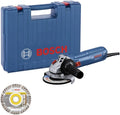 Bosch Professional: szlifierka kątowa GWS 12-125 (Ø tarczy: 125 mm, moc 1 200 W, zabezp. przed ponownym rozruchem, 1 diam. tarcza tnąca, ręk. dod., pokrywa ochronna, nakrętka moc., walizka)