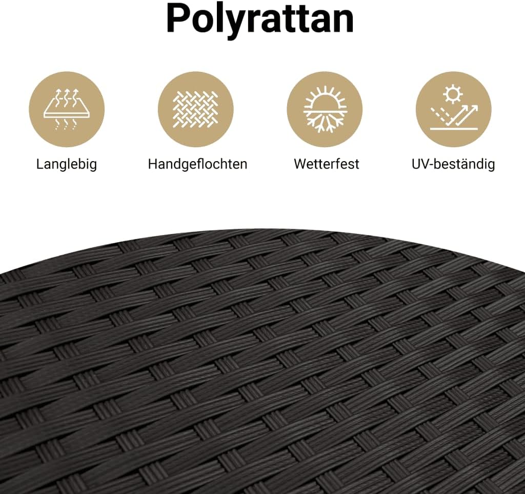 vidaXL Sofá de jardín con cojines, 2 plazas, sofá de exterior con taburete con almacenamiento, sofá con funda extraíble, muebles de jardín, conjunto de jardín, ratán sintético negro