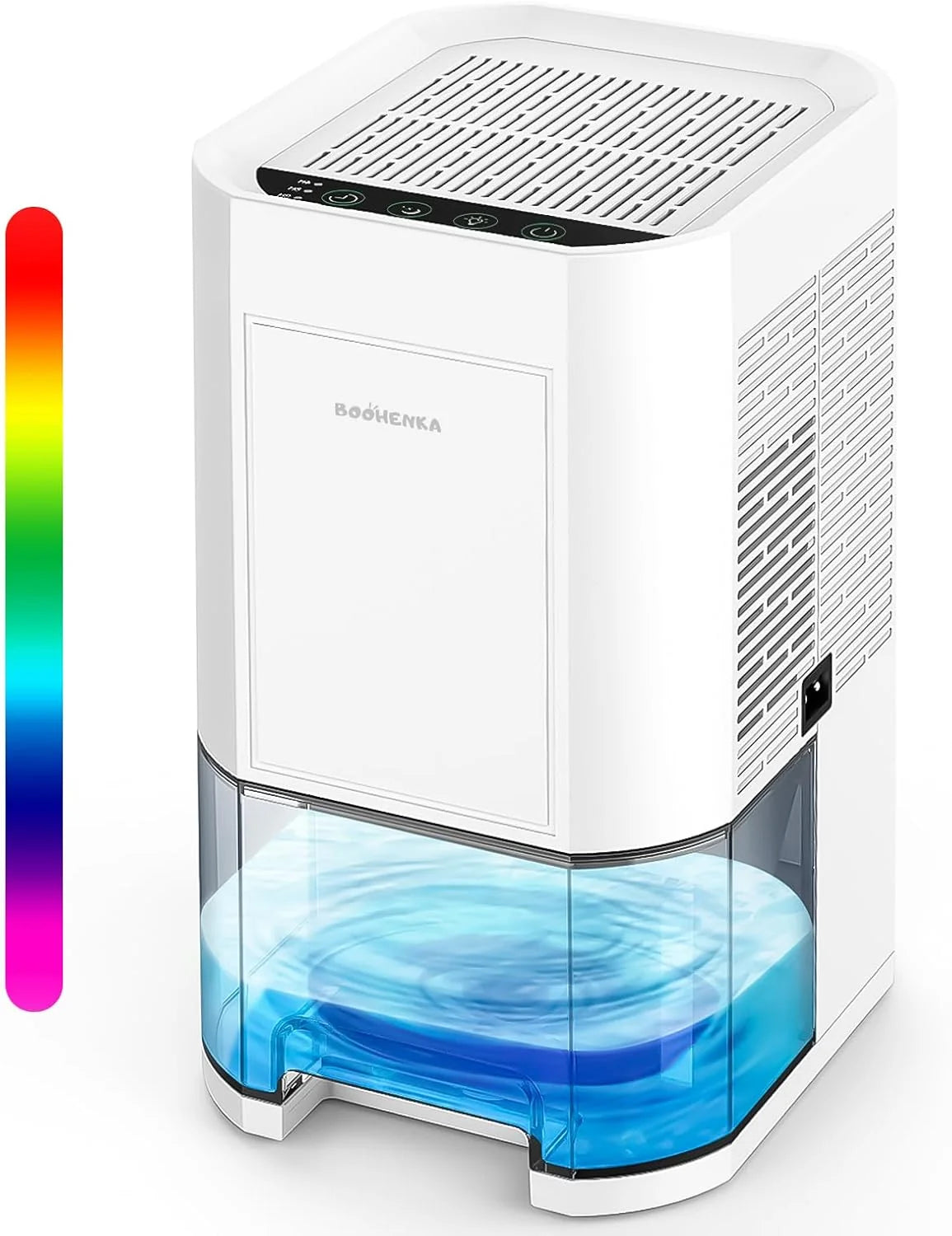 BOOHENKA Elektryczny osuszacz powietrza, 1200 ml, mały dehumidifier, automatyczne rozmrażanie do piwnicy, łazienki, 7 kolorów, z timerem, przeciwdziała wilgoci, bardzo cichy