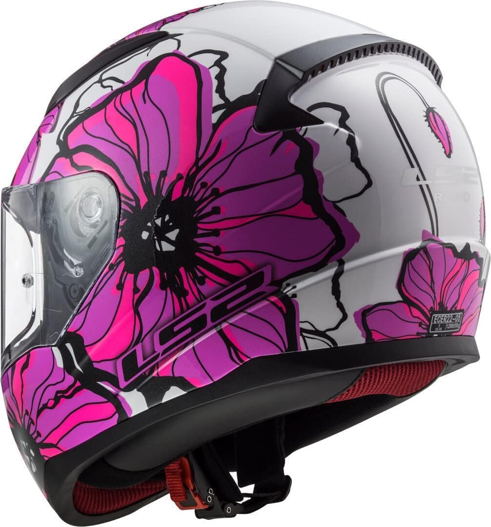 LS2, Casco Integral de Moto Rapid II Poppies Negro Rosa