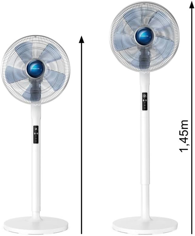 Ventilador de pie Rowenta VU5870 Turbo Silence Extreme+ | Mando a distancia | 5 velocidades | Desconexión automática | Temporizador | Oscilación automática | Altura regulable, blanco