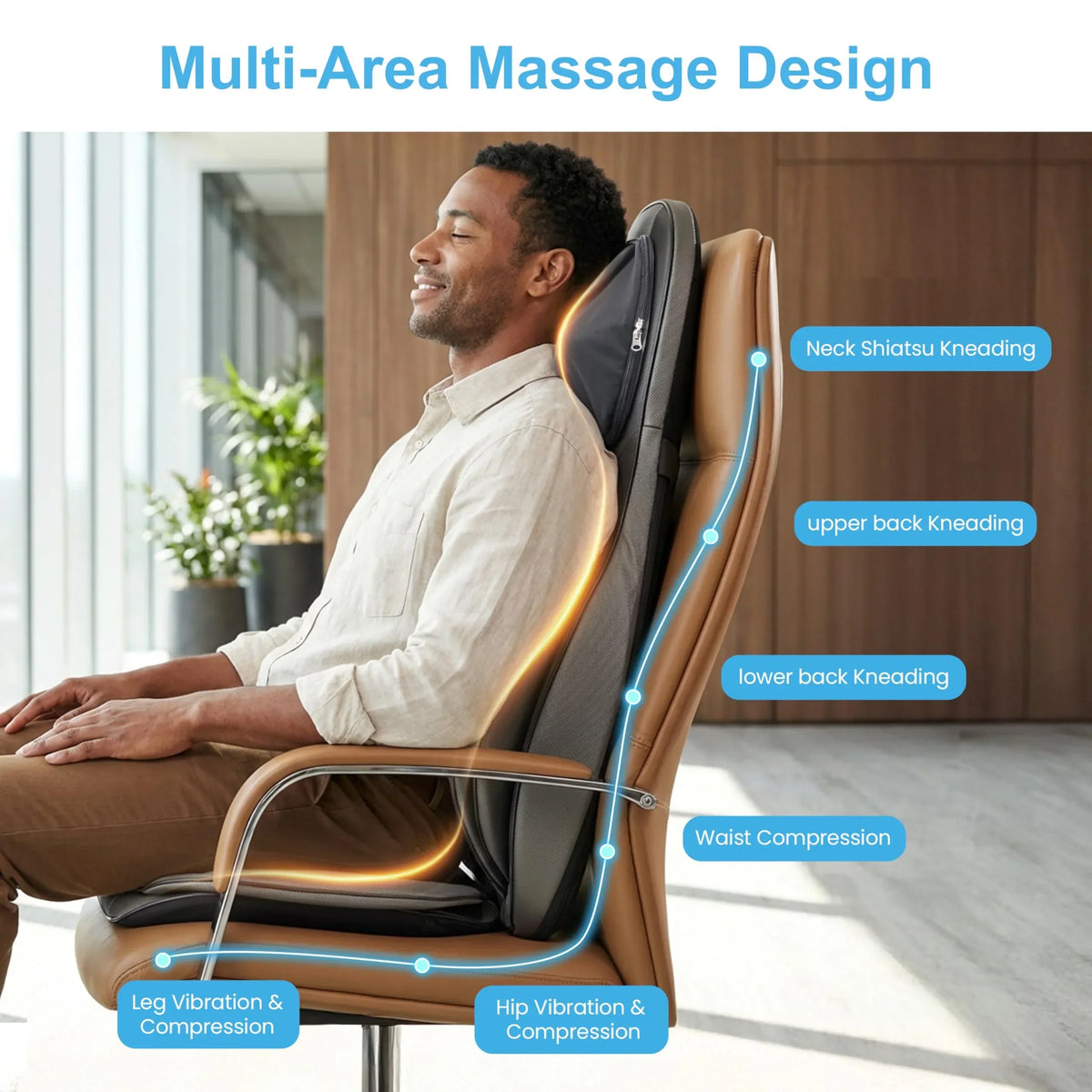 COMFIER Cojín de masaje Shiatsu para espalda y cuello con calor, función de amasado 2D/3D y compresión de aire para mujeres y hombres