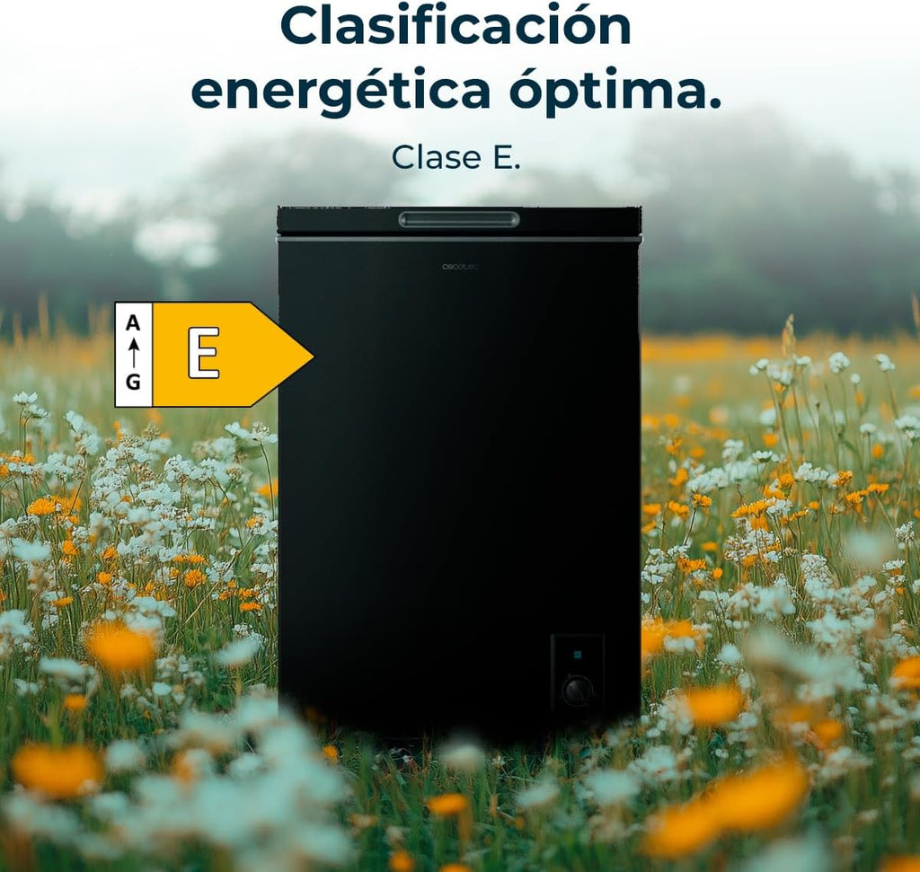 Congelador Arcón Cecotec Negro 99 L Bolero CoolMarket Chest 99 Black E. Congelador, 83,5 cm de altura y 54,5 cm de anchura, convertible en frigorífico, clase energética E, congelación rápida (Fast Freezing)