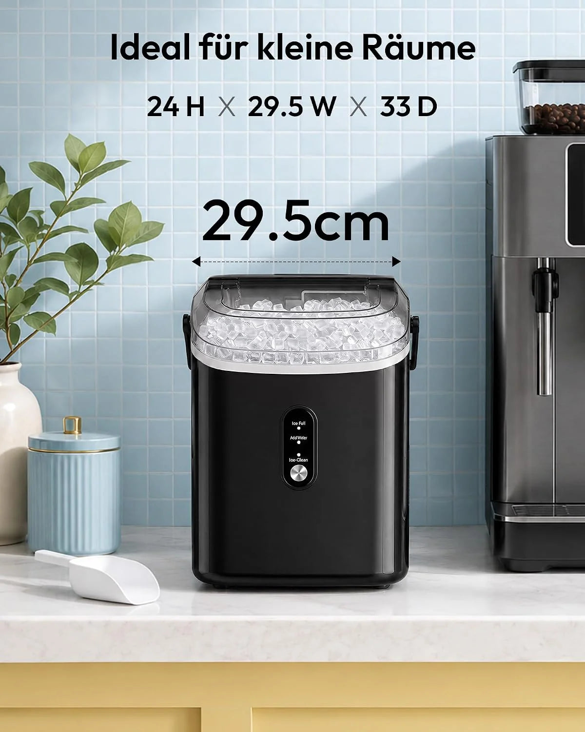 EUHOMY Kostkarka do lodu, 15 kg/24 h, produkcja w 6 minut, maszyna do robienia lodów, automatyczne czyszczenie, 120 W, czujnik podczerwieni, energooszczędna, czarna