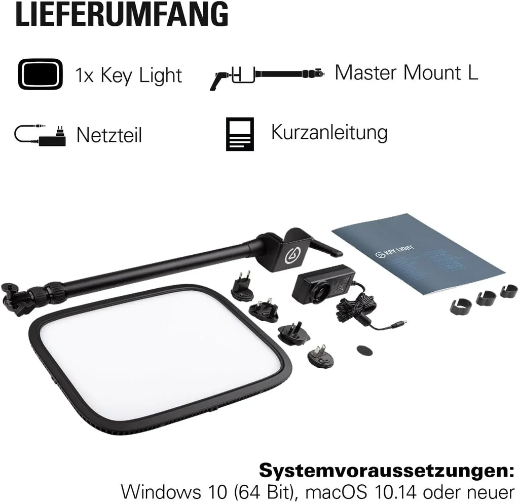 Panel LED de iluminación de estudio de 2800 lúmenes con temperatura de color ajustable de 2900-7000 K, control por aplicación y abrazadera de mesa para streaming y videoconferencias