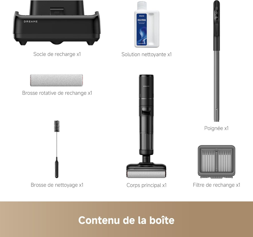 Aspiradora y fregadora Dreame H12 Pro FlexReach, alcance plano de 180°, secado en 5 min, succión de 18 000 Pa, lavado con agua caliente a 90 °C, limpieza de dos bordes, 50 minutos de autonomía.