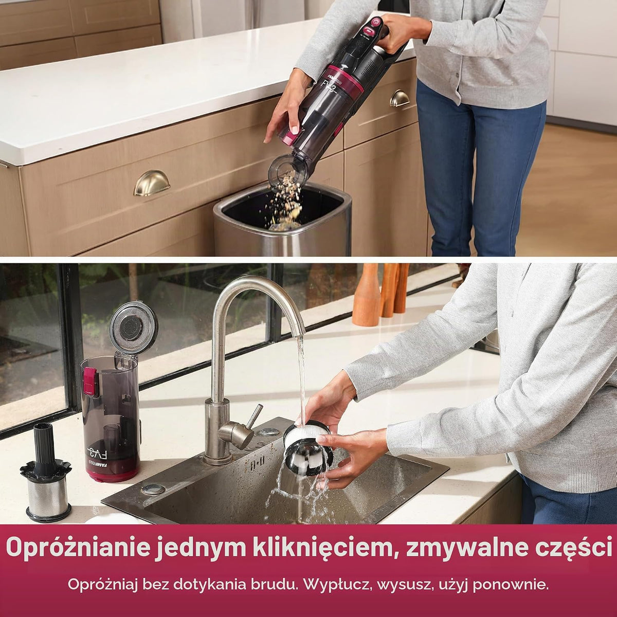 FAMIVAC FV3 Bezprzewodowy Odkurzacz Pionowy 60KPa/50Min/120㎡, Składana Rura, Samostojący, Antyplątaninowa Szczotka, Zielone LED, Odkurzacz Ręczny do Podłóg/Dywanów/Sierści