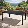 Mesa de jardín Mojawo XL de aluminio antracita/negro, mesa de comedor, muebles de jardín, imitación madera Nonwood, resistente a la intemperie, 180x90x74 cm