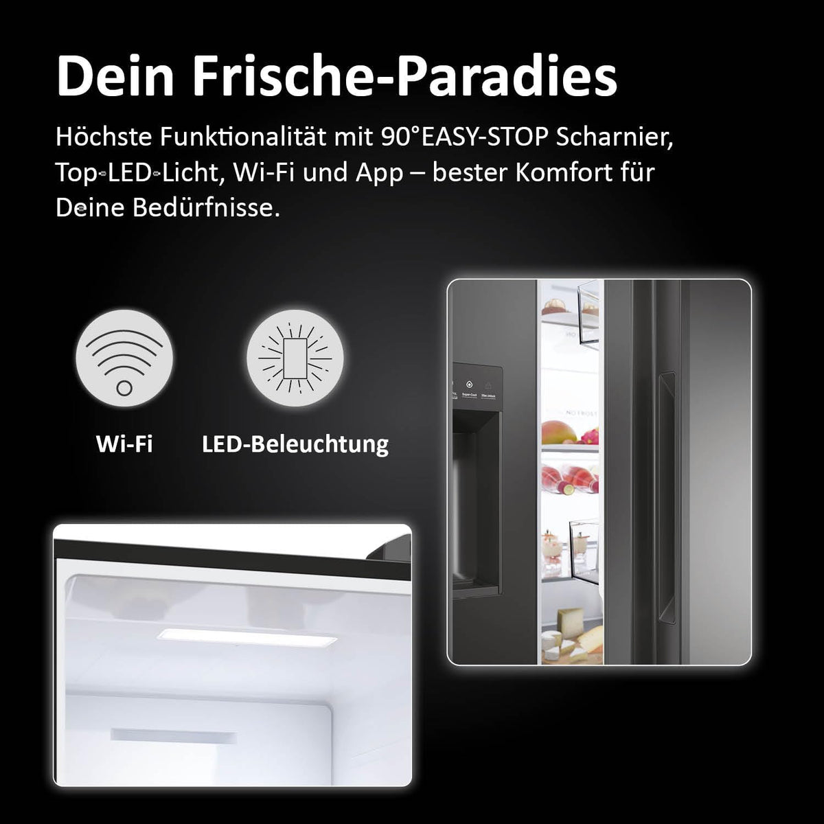 Frigorífico americano Haier HSW79F18DIPT I Frigorífico Side by Side con dispensador de hielo, Total No Frost, Wi-Fi y App I 177,5 x 90,5 x 72,6 cm I 601 L de capacidad útil y conexión a toma de agua
