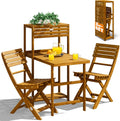 Set de balcón Casaria® para 2 personas, resistente a la intemperie, plegable, madera con certificación FSC®, capacidad de carga de 160 kg, 94x61x117 cm, para jardín, balcón, terraza, 3 piezas, muebles de balcón