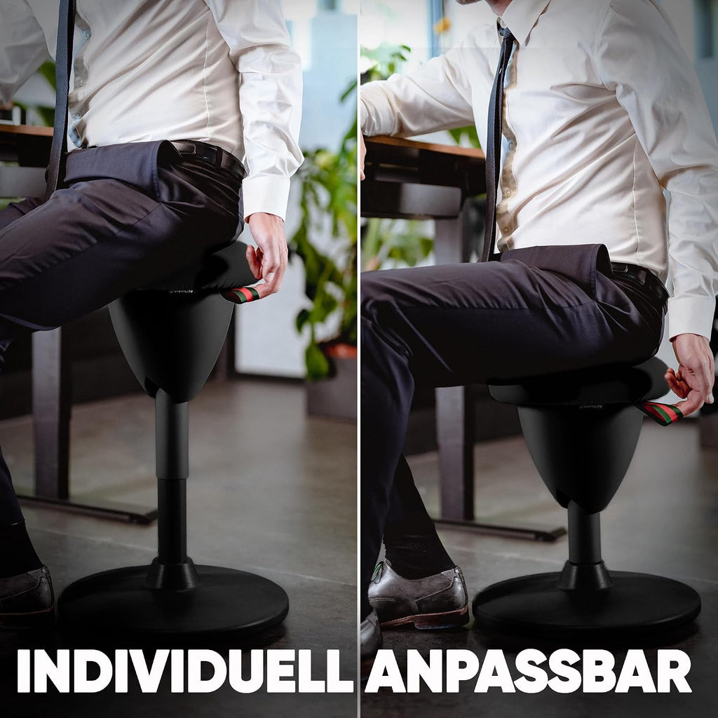 Taburete de oficina ergonómico [GANADOR DEL TEST] Taburete de pie regulable en altura [58-83 cm] Taburete ergonómico para oficina [efecto oscilante] Taburete oscilante Taburete de asiento | Taburete de trabajo antideslizante redondo