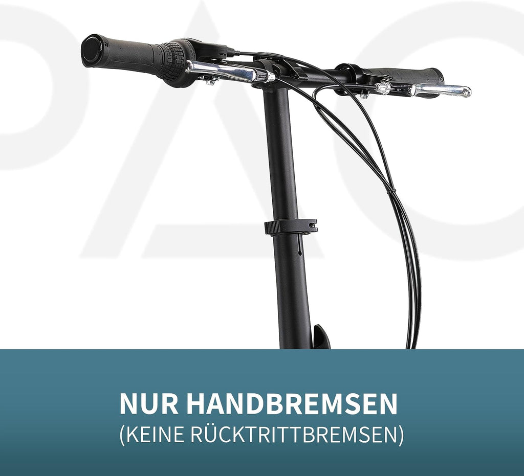 Bicicleta plegable premium PACTO para adultos - cuadro de aluminio de 27 cm, ruedas de aluminio de 20 pulgadas, 6 velocidades Shimano
